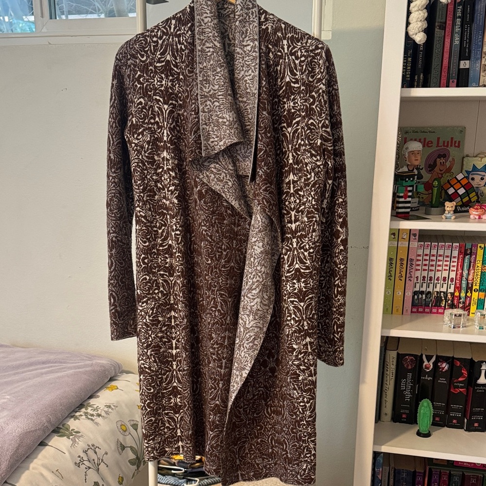 Brown and Cream Patterned Heavy Sweater Wrap